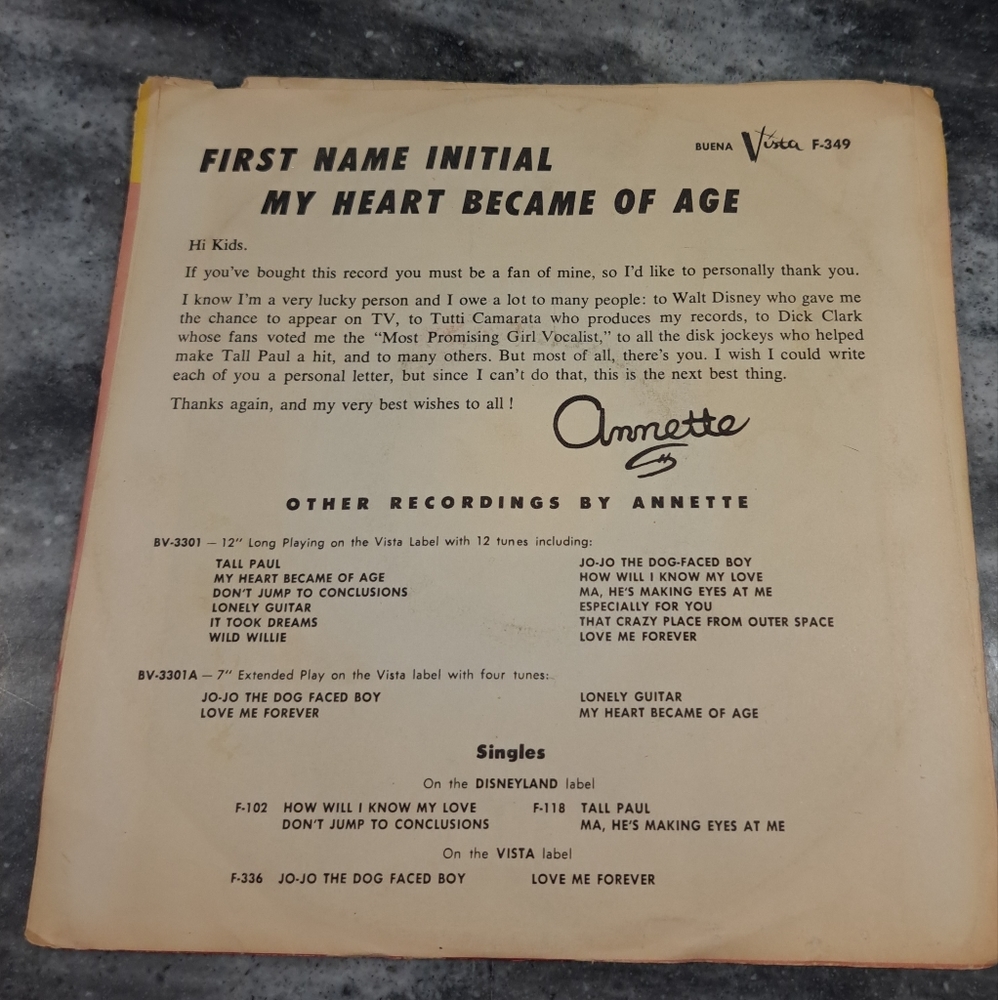 Annette Funicello -  Annette 45 RPM - Picture 2 of 4